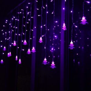 JGD-Rideau Lumineux, 3.5M LED cordes Violet Guirlande lumineuse 96LED imperm&eacute;able, 8 Modes d'&eacute;clairage, Ambiance pour D&eacute;coration No&euml;l, Mariage, Balcon, Terrasse, Chambre - Neuf