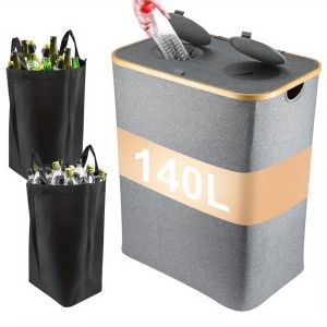 Un conteneur de 140L pour collecter les bouteilles &agrave; d&eacute;p&ocirc;t, dot&eacute; d'un couvercle et con&ccedil;u pour organiser les bouteilles vides dans un entrep&ocirc;t, disponible en gris - Neuf