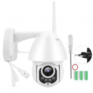 Camera de securite dome exterieure etanche Wi-Fi 1080p HD 2,5 pouces PTZ avec 4 lumieres infrarouges (prise UE) - Neuf