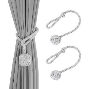Porte-Rideau Gris,Porte-Rideau 2 Pièces,Porte-Rideau Tissé À La Main,Porte-Cordon De Rideau,Boucle - Neuf