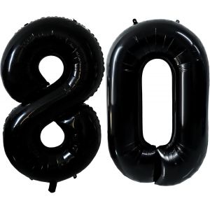 Ballon Noir En Forme De Chiffre De 101 Cm - Ballon Noir - Décoration De Fête - Pour 80E Anniversaire - Décoration De Mariage, D'Anniversaire - Numéro 80 - Neuf