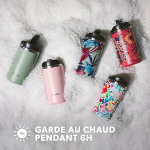 Travel Mug Isotherme - An&eacute;mones 350ml - Caf&eacute; & Th&eacute; en Inox - 6h Chaud et 12h Froid - Sans BPA, &Eacute;tanche, Mug de voyage - Neuf
