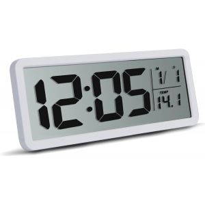 Horloge murale numérique, réveil numérique LED avec grands chiffres, température, 12/24 heures, date, horloge numérique de bureau pour chambre à coucher, bureau à domicile, voyage à l'école (batterie - Neuf