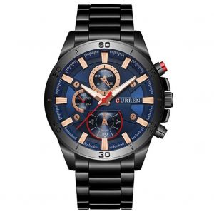 Curren Nouvelle Mode Hommes Mouvement &Agrave; Quartz Alliage Bande Montre-Bracelet Analogique (Bo&icirc;tier Noir + Cadran Bleu) - Neuf