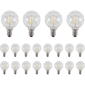 Kalanka-20 Pi&egrave;ces S&eacute;ries G40 Led Ampoules De Rechange E12 Culot &Agrave; Vis Incassable Led Globe Ampoules Pour Guirlandes Solaires Chaudes - Neuf