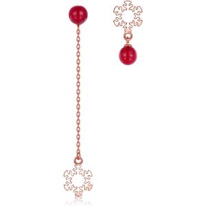 Boucles D'oreilles Pendantes De Noël En Argent Sterling 925flocons De Neigehypoallergéniqueslongue Chaîneboucles D'oreilles Avec Perlecadeau De Noël Et D'hiver - Neuf