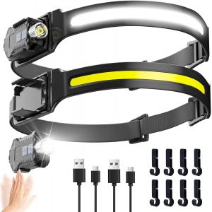 Lampe Frontale Rechargeable Led 2pcs Mini Torche Détachable 2 En 1 Avec Détecteur De Mouvement,9 Modes D'éclairage,Faisceau Large De 230°,Pour Le Camping,La Randonnée,La Pêche Et La Course À Pied - Neuf