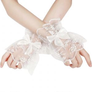 Dentelle Florale Gants Pour Les Mariages, Costumes D'halloween, &Eacute;l&eacute;gantes Tenues De Soir&eacute;e, Accessoires De Mari&eacute;e, Taille M Noir - Neuf