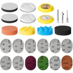 120 Pi&egrave;ces Disques De Pon&ccedil;age 75mm Avec Papier A Poncer &Agrave; Fixation,Kit R&eacute;novation Phare Voiture,Grain 10x 60-10000 Pour Perceuse Meuleuse Outils Rotatifs Pour Poncer/Polir/D&eacute;rouiller - Neuf
