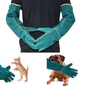 Jgd-Gants De Manipulation D'animaux, Gants De Protection Ultra Longs En Cuir Pour Animal Domestique, Gants Anti-Morsure Pour Bain, Jardinage, Manipulation De Chien/Chat/Oiseau/Reptile 62 Cm - Neuf