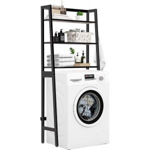 Ulteronixshop-Meuble de Rangement Machine a Laver,&Eacute;tag&egrave;re de Rangement &agrave; 3 Niveaux au-Dessus des Toilettes, &Eacute;conomiseur d'Espace de Salle de Bains, 100% Bois et Facile &agrave; Assembler (Noir) - Neuf
