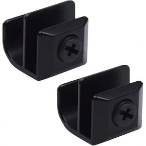 TRAHOO-Lot de 2 Poignées de Porte en Verre - Alliage de Zinc Sans Perçage, Pinces à Clip Pour Vitrine, Tiroir, 3-5 mm d'Épaisseur - C (Noir) - Neuf