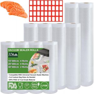 Sac Sous Vide Alimentaire,10 Rouleaux 15x4/20x4/30x2/X300cm Film Sous Vide Alimentaire,Approuvé Par La Fda,Lfgb,Rouleau Sous Vide Alimentaire,Sac Congelation Sous Vide,Sans Bpa - Neuf
