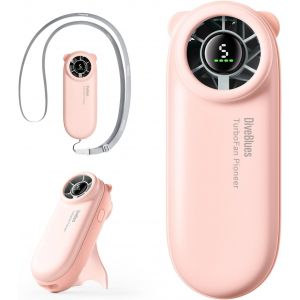 Diveblues Mini Ventilateur Turbo Portable, Autonomie Maximale 16H, USB Rechargeable 4000mAh, 5 Vitesses, Petit Ventilateur de Poche pour Voyage, Extérieur, Concerts, Maquillage, Cadeaux pour Femmes - Neuf