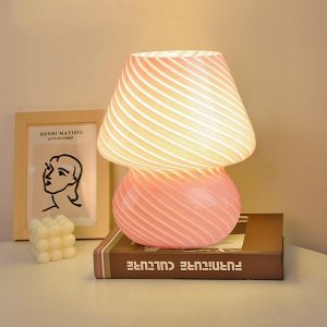 Lampe De Chevet Champignon, Lumière De Nuit En Verre Pour Chambre À Coucher, Veilleuse Lampe Cadeaux Pour La Famille Les Amis (Vert) - Neuf