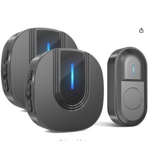 Sonnette sans fil Surfou, sonnette d'ext&eacute;rieur &eacute;tanche, sonnette &eacute;lectronique, port&eacute;e sans fil de 300 m, 55 m&eacute;lodies puissantes, 5 niveaux de volume, LED clignotante, blanche - Neuf