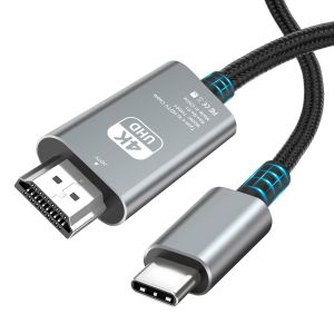 MEVRONISSHOP-C&acirc;ble USB C vers HDMI, 2M 4K 60HZ Cable HDMI Ultra Haut D&eacute;bit UHD Compatible avec i-Phone 15 Series, MacBook Pro/Air, Mac Mini, iPad Pro/Air/Mini, Galaxy S23/S22/S21 - Neuf
