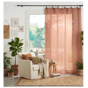 Panneau A Anneaux Voile Tisse 140 X 240 Cm Linke Blush - Neuf