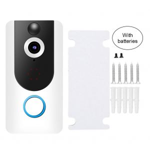 Sonnette video intelligente sans fil 1080p 2MP HD, Wi-Fi, camera de securite PIR avec batterie (blanc) - Neuf