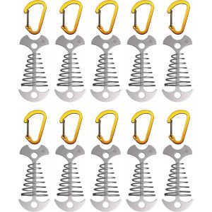 Eryi-Tendeurs De Corde De Tente Avec Clips U2013 Attache De Terrasse En Aluminium | Tendeurs De Cordon | Tendeur De Tentes - Accessoire De Camping En Plein Air (Lot De 10) - Neuf