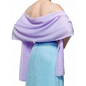 Robe De Soirée Châle En Mousseline De Soie Couleur Unie Écharpe Mariage Cheongsam Avec Satin Protection Solaire Monochrome Long Châle (Lilas Violet) - Neuf