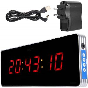 Marhynchus Horloges Murales en Alliage D'aluminium EU Plug 110¿240V Office Bedroom Digital LED Clock(36 * 13 * 3cm-Horloge, Minutes, Secondes, Affichage numérique) - Neuf