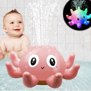 Rose Jouet De Bain Lumineux Pour Bébé, Jouet D'arroseur À Induction Pour Enfants, Jouet De Bain À Led, Jouet De Bain Avec Tortue En Caoutchouc Pour Filles Et Garçons, Cadeau Pour Le Bain - Neuf