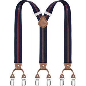 Cauc-Bretelles Pour Hommes Avec 6 Pinces M&eacute;talliques En Y Ajustables Bretelles Pour Pantalons Bretelles &Eacute;lastiques Robustes Pour Hommes - Neuf