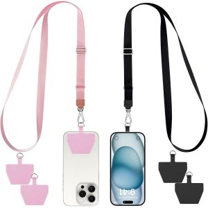 TIANYI-Cordon Telephone Portable, 2 Tour de Cou Telephone avec 4 Patchs, Universelle Cordon Telephone Portable Collier de Longe pour Cou et Poignet Laniere - Neuf