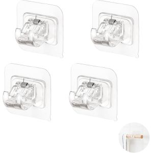 Adhesif Transparent De Rideau Titulaire Aucun Per&ccedil;age Requis Pour Tringle A Rideau Ou Porte-Serviettes (Pack De 4) - Neuf