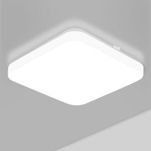 Plafonnier Led 24w &Eacute;quivalent 100w, 2400lm Blanc Froid 5000k, Carr&eacute; 23 X 23cm, Luminaire Plafonnier Applicable &Agrave; Salon, Chambre, Couloir, Cuisine, Garage, Bureau - Neuf