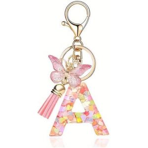 Kal-Cadeau Femme Porte-Clés, Couleur Rose A-Z 26 Lettre Initiale Pendentif Porte-Clés-Cadeaux S?urs Amitié Collègue Marraine Idées Cadeaux Meilleur Ami Anniversairecadeau S?urs Amitié Idées A - Neuf
