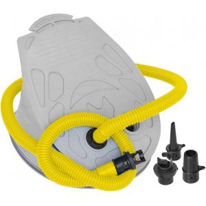 Pompe À Pied Portable Pour Bateau Gonflable, Lits Et Matelas Gonflables, Camping, 30x22 Cm, En Cuir Synthétique Et Fibre De Verre, 3 Adaptateurs Inclus, Double Fonction Gonflage/Pompage - Neuf