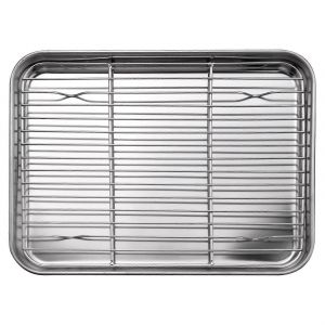 Ensemble de plaque et de grille de four grille-pain de 10 pouces,petite cuisson en acier inoxydable avec grille de refroidissement,lave-vaisselle S - Neuf