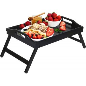 Mevronisshop-Plateau De Lit Pliable Avec Poign&eacute;es Pour Petit-D&eacute;jeuner, Nourriture, Table Pour Canap&eacute;, Table &Agrave; Dessin, Plateaux De Service En Bambou Pour Ordinateur Portable, Plateau &Agrave; Go&ucirc;ter, Noir, F - Neuf