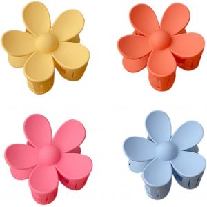 Ershi-Lot De 4 Pinces À Cheveux En Forme De Fleur Pour Femmes Et Filles, Taille Moyenne, 7,6 Cm, Pinces À Cheveux Épaisses/Fines ([418] - Neuf