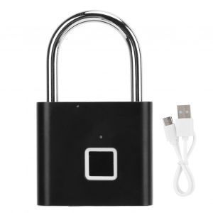 Cadenas intelligent a empreinte digitale, rechargeable par USB, etanche IP56, antivol, pour armoire, dortoir, noir - Neuf