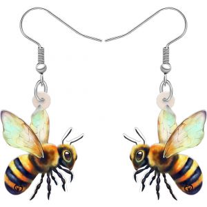 Kal-Boucles D'oreilles Acrylique Abeille Volante Mignonne Pendentif Boucles D'oreilles Abeille Insectes Printemps Eté Bijoux Abeille Cadeau Pour Femme Grand-Mère Maman - Neuf