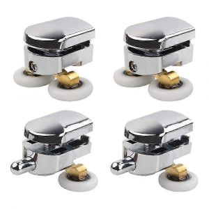 4 rouleaux doubles pour porte de douche Rouleaux coulissants Roue de remplacement pour cabine de douche pour trou en verre de 14 mm - Neuf