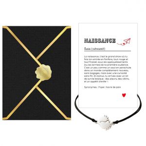 Kal-Carte Définition Naissance + Bracelet Bébé U2013 Cadeau Émotion Pour Maman Ou Bébé U2013 Set Poétique Avec Packaging Prêt À Offrir - Neuf