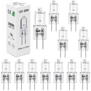 TIANYI-12er Ampoule Halogene G4, Ampoules 20W 12V 2800K 300LM Dimmable Warm White, Lampe halogène G4,pour Ampoule Hotte de Cuisine,Four,Plafonnier,Bain,Spots,Appliques Murales, Éclairage d'armoire - Neuf