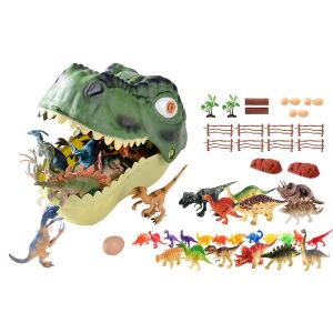 Coffret de dinosaures de 45 pi&egrave;ces avec figurines, accessoires, carte et bo&icirc;te de rangement pour enfants &agrave; partir de 4 ans - Neuf