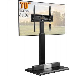 MEVRONISSHOP-PERLEGEAR Support TV sur Pied pour t&eacute;l&eacute;viseurs 30&iquest;-70&iquest;, Pied TV r&eacute;glable avec pivotement et Inclinaison, 8 hauteurs Ajustables, Compatible VESA 75x75 mm &agrave; 400x400 mm, Charge maximale de - Neuf