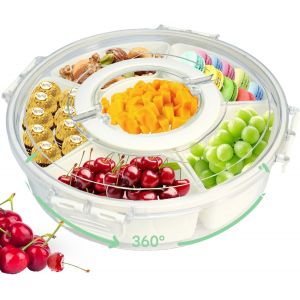 Kalanka-Snack Box Compartiment, Plateau &Agrave; 6 Compartiments Amovibles, Rotative Bo&icirc;te Transparente Organisateur, Bol &Agrave; Collation Avec Couvercle, Pour Fruits, Collations, Noix, Bonbons, Biscuits - Neuf