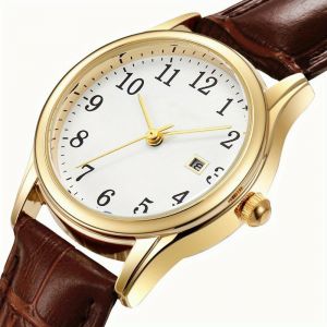 Montre Pour Femme Avec Bracelet En Similicuir,Mouvement À Quartz Automatique Avec Calendrier,Balance Numérique À La Mode Et Simple - Neuf