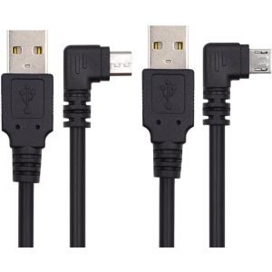 AYU-Câble de Charge de données Micro USB 2.0 Type 5 Broches coudé à Gauche et à Droite à 90 degrés USB 2.0 Type-A 480 Mbps Données pour téléphone Tablette Ordinateur Appareil Photo Lot de 2 (150 cm) - Neuf