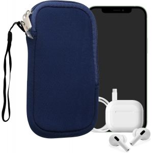 KAL-Housse Universelle Smartphone - Pochette De Protection 16,5 X 8,9 Cm Pour T&eacute;l&eacute;phone Portable L - 6,5"" En N&eacute;opr&egrave;ne Bleu Fonc&eacute; - Neuf