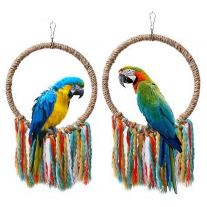 Oiseau De Compagnie Perroquet Jouet Corde De Coton Cercle Jouets Morsure Perroquet Perchoir Cage Suspendue Balançoire Corde Anneau Stand Grimper Jouet Oiseau Fournitures - Neuf