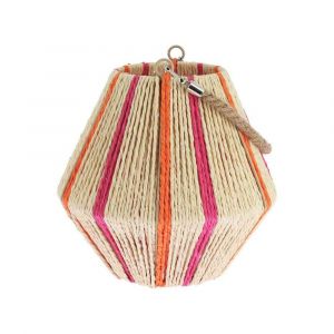 LANTERNE FICELLE PHOTOPHORE VERRE LYRA 23CM BEIGE - Neuf