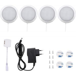 Lampe de Placard Led 4er Éclairage Sous Meuble Lumière Armoire Applique Murale pour Cabinet Penderie Cuisine Entrée Vtrine Couloir Toilette Blanc Froid - Neuf